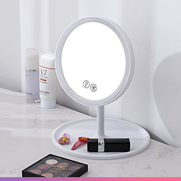 INN® Miroir de maquillage Bluetooth Smart LED Miroir maquillage Blanc Miroir de maquillage Étudiant Dortoir Miroir Simple Portable C